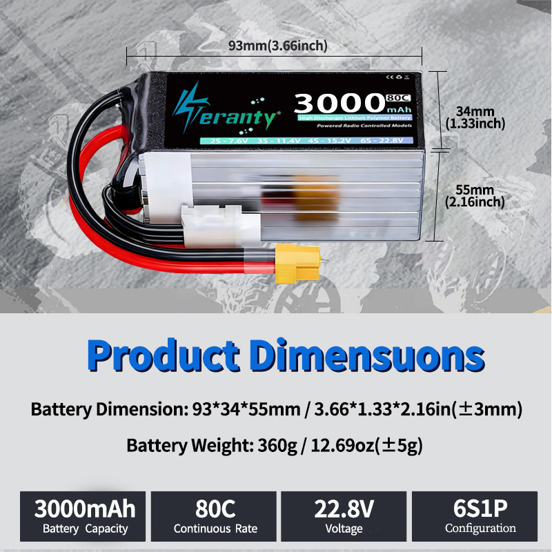 TERANTY 6S 22.8V 3000mAh 80C/1 - Drone Battery 6S 리뷰 및 가격
